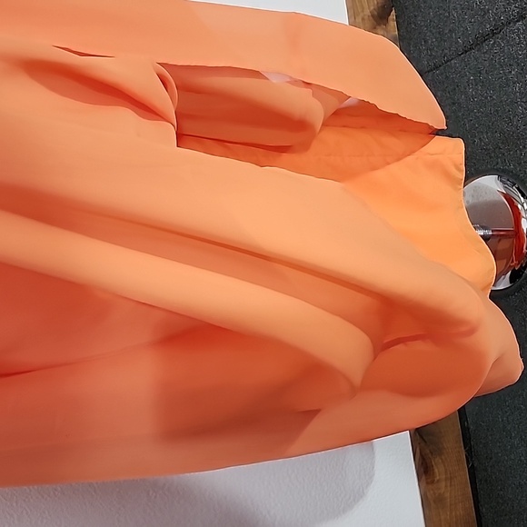 Expressions Dress Strapless Chiffon Overlay Maxi Orange Size 8 - Picture 11 of 17